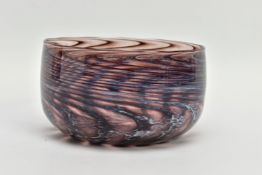 ANTHONY STERN (1944-2022) AN AMMONITE SERIES GLASS BOWL, swirled decoration, signed to the base,