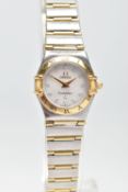 AN OMEGA CONSTELLATION WRISTWATCH, quartz movement, round mother of pearl dial signed 'Omega