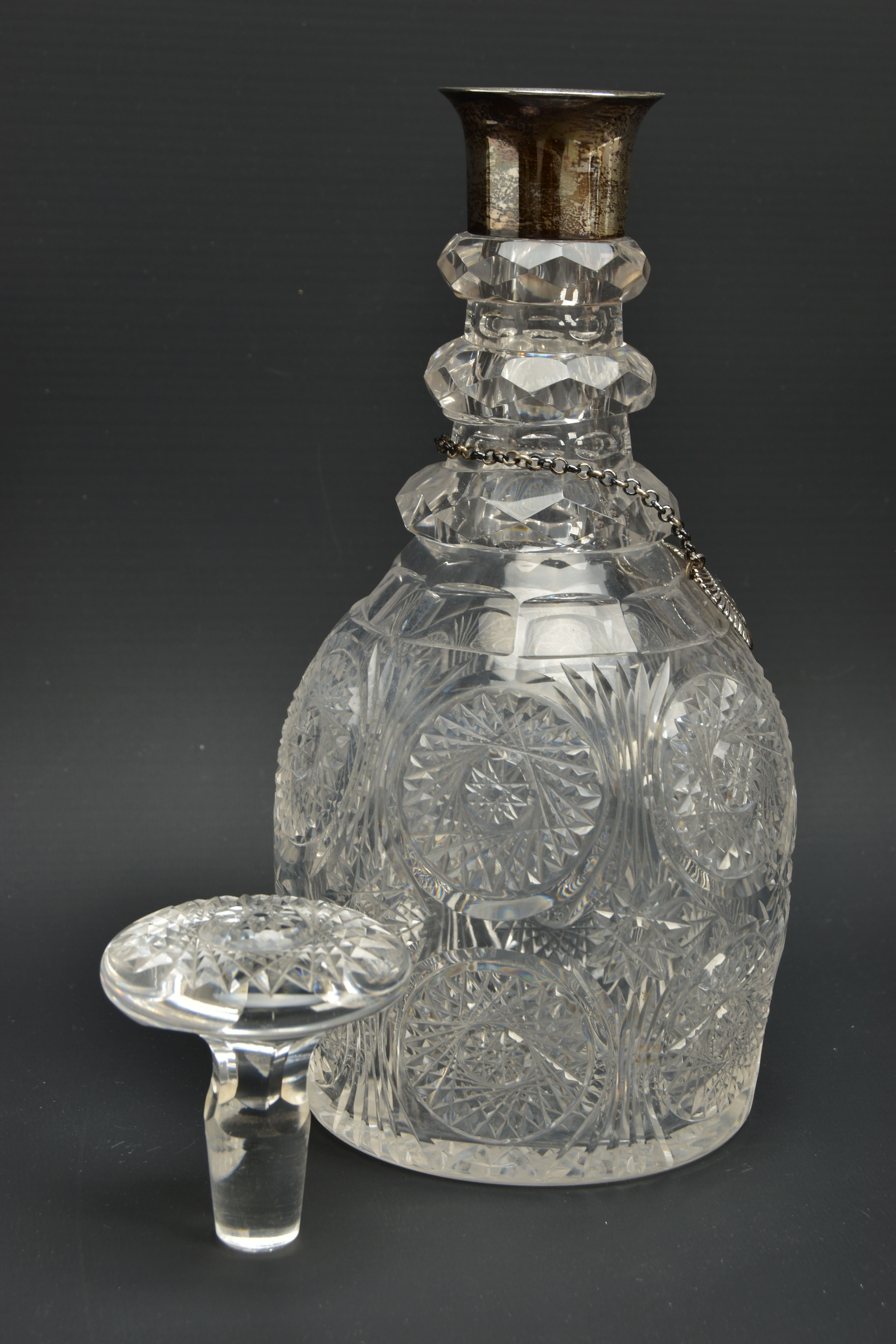 AN EARLY 19TH CENTURY PRUSSIAN SHAPED GLASS DECANTER AND A GEORGE V GLASS DECANTER, the early 19th - Image 11 of 15