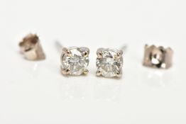 A MODERN PAIR OF 18CT WHITE GOLD DIAMOND STUD EARRINGS, estimated total modern round brilliant cut