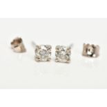 A MODERN PAIR OF 18CT WHITE GOLD DIAMOND STUD EARRINGS, estimated total modern round brilliant cut