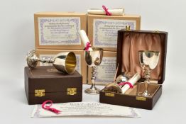 A SET OF FOUR GARRARDS SILVER ELIZABETH II & DUKE OF EDINBURGH SILVER WEDDING ANNIVERSARY LIMITED