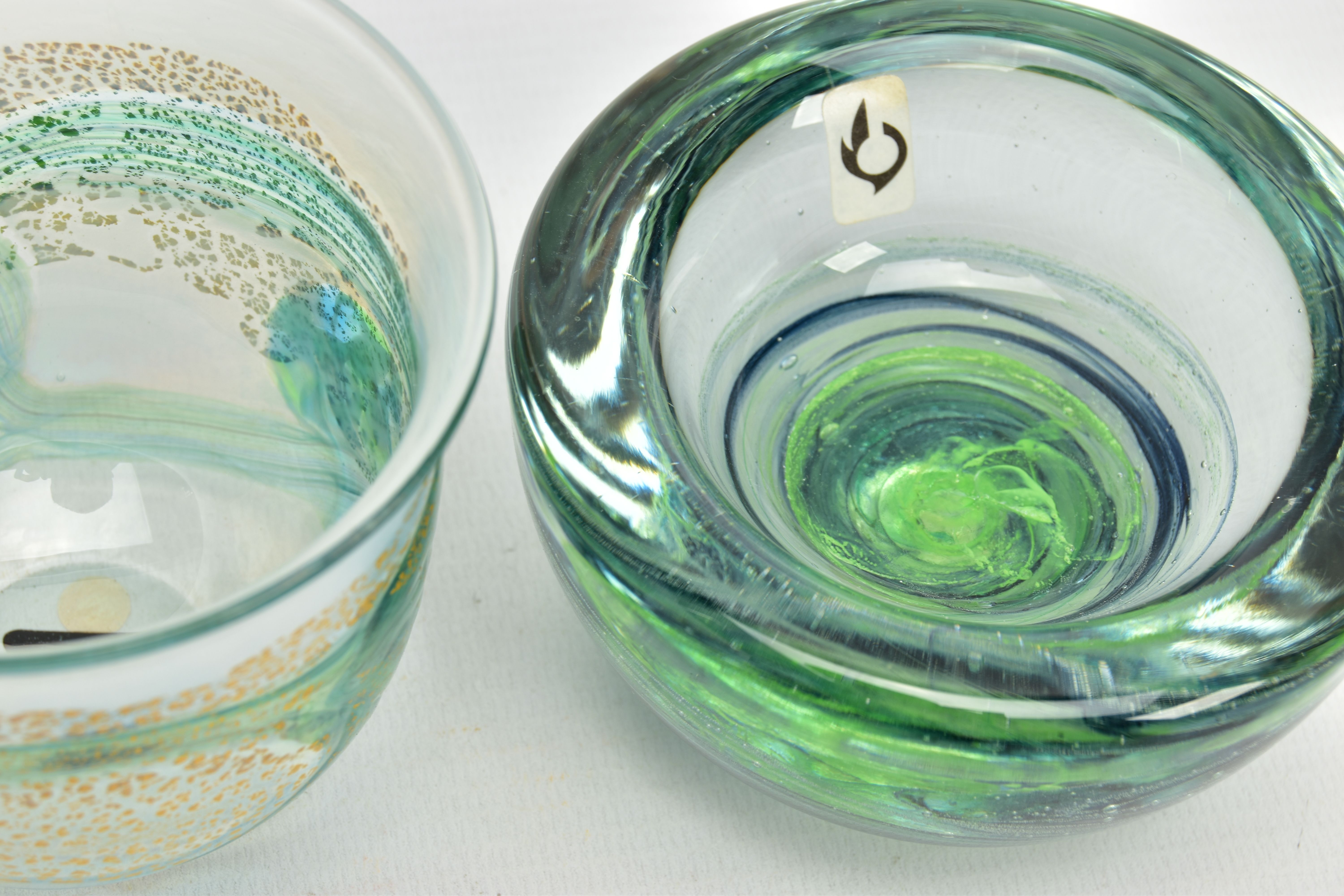 THREE ISLE OF WIGHT STUDIO GLASS BOWLS, the two shorter bowls have impressed marks to the base and - Image 6 of 9