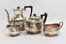 A GEORGE V GOLDSMITHS AND SILVERSMITHS COMPANY LIMITED SILVER FOUR PIECE TEA AND COFFEE SERVICE,