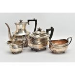 A GEORGE V GOLDSMITHS AND SILVERSMITHS COMPANY LIMITED SILVER FOUR PIECE TEA AND COFFEE SERVICE,