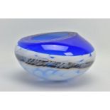 JANE CHARLES (BRITISH CONTEMPORARY) A SOMMERSO GLASS ROCKING BOWL, clear over a solid blue over a