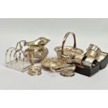 A PARCEL OF VICTORIAN AND 20TH CENTURY SILVER, comprising an Edwardian oval bon bon basket with