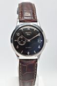 A ZENITH 'ELITE' AUTOMATIC WRISTWATCH, the black dial with silver tone hourly applied batons and