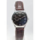 A ZENITH 'ELITE' AUTOMATIC WRISTWATCH, the black dial with silver tone hourly applied batons and