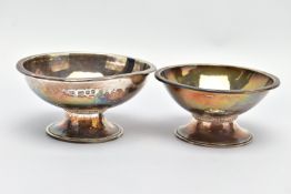 TWO ELIZABETH II GEORGE HENRY HART FOR THE GUILD OF HANDICRAFT SILVER BOWLS, the first a lightly