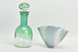 PAULINE SOLVEN (BRITISH 1943) A CONICAL GLASS VASE OF COMPRESSED FORM, the exterior having