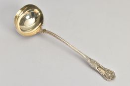 A VICTORIAN SILVER KINGS PATTERN SOUP LADLE, maker John James Whiting, London 1841, 10.14ozt, 315.