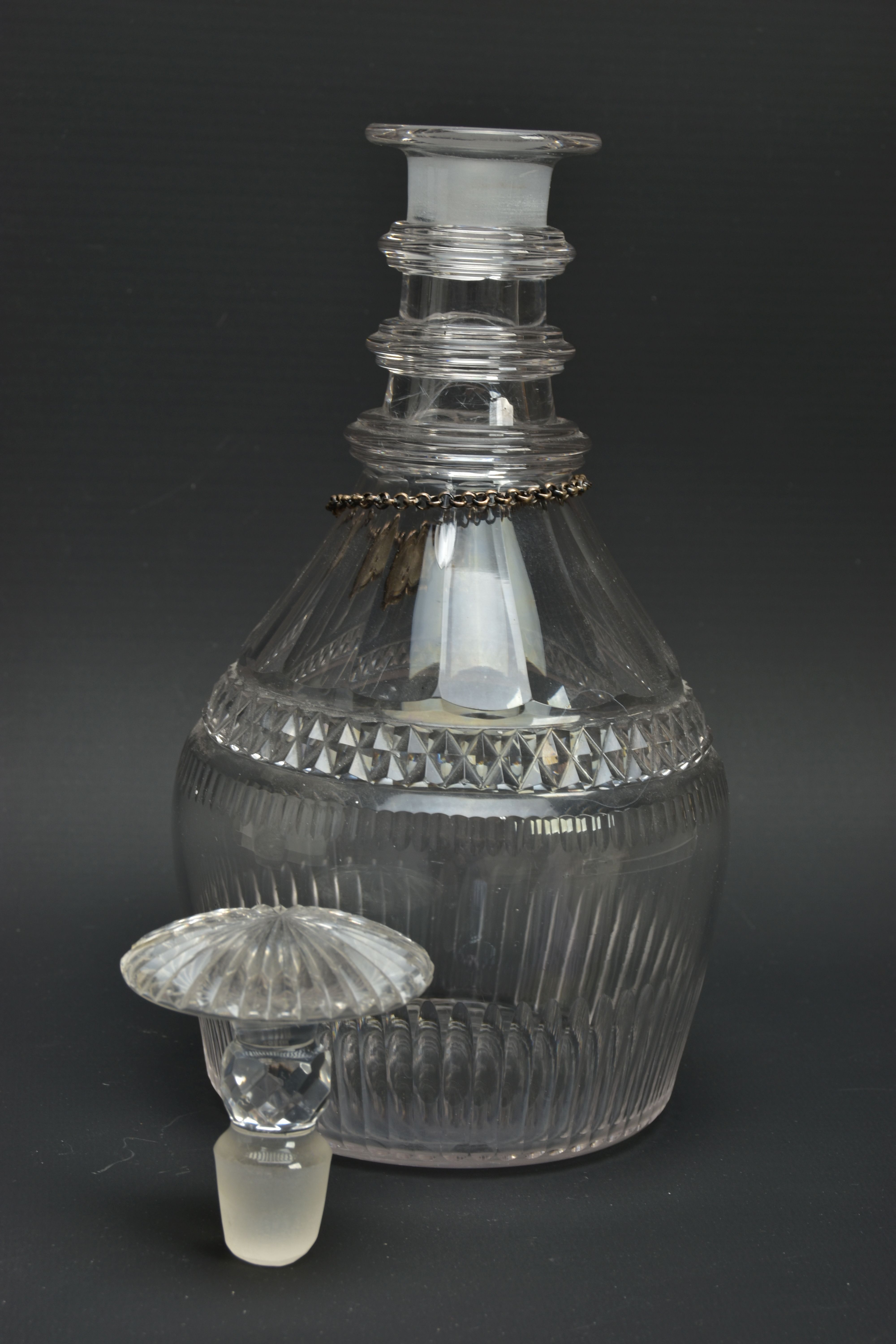 AN EARLY 19TH CENTURY PRUSSIAN SHAPED GLASS DECANTER AND A GEORGE V GLASS DECANTER, the early 19th - Image 14 of 15