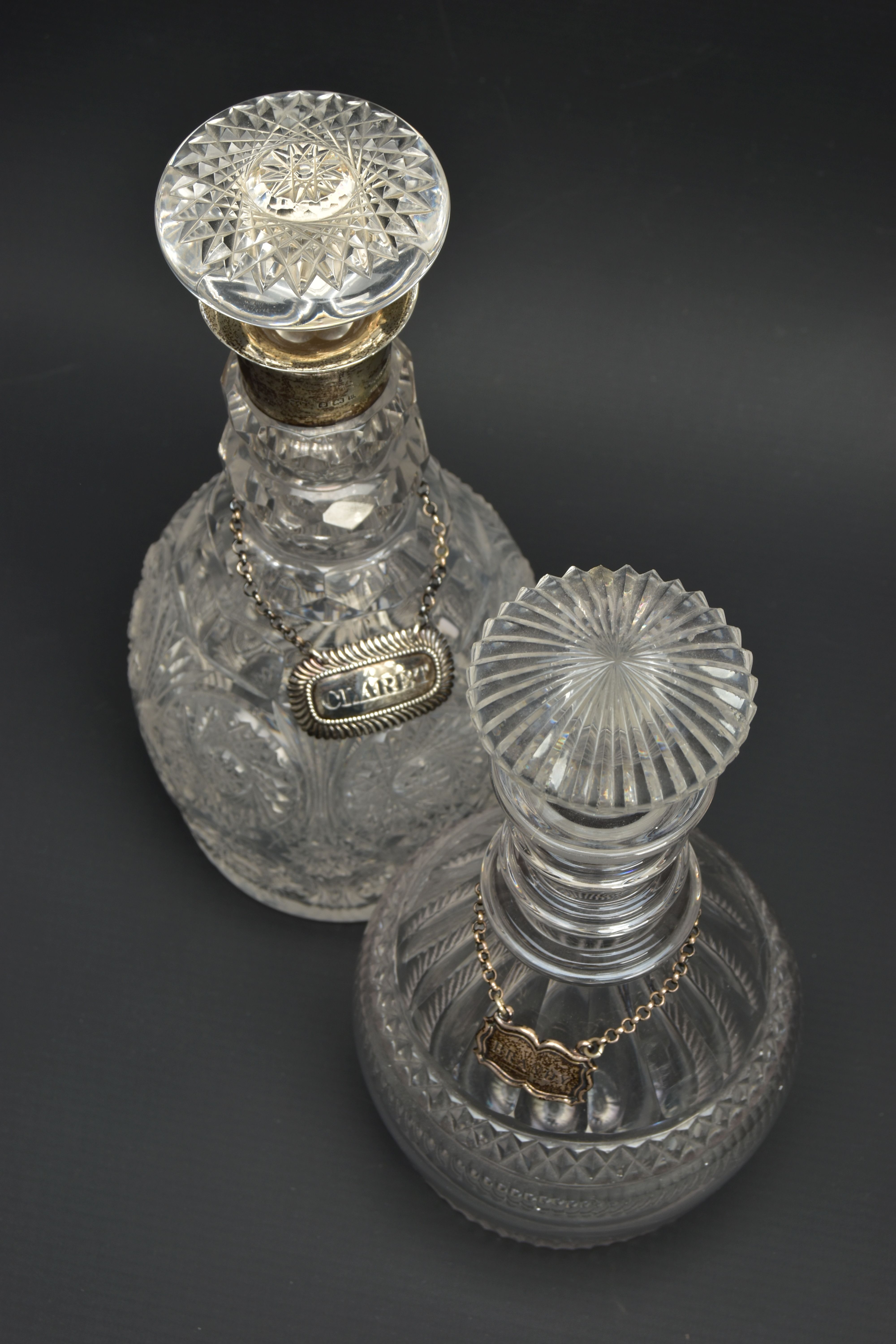 AN EARLY 19TH CENTURY PRUSSIAN SHAPED GLASS DECANTER AND A GEORGE V GLASS DECANTER, the early 19th - Image 7 of 15