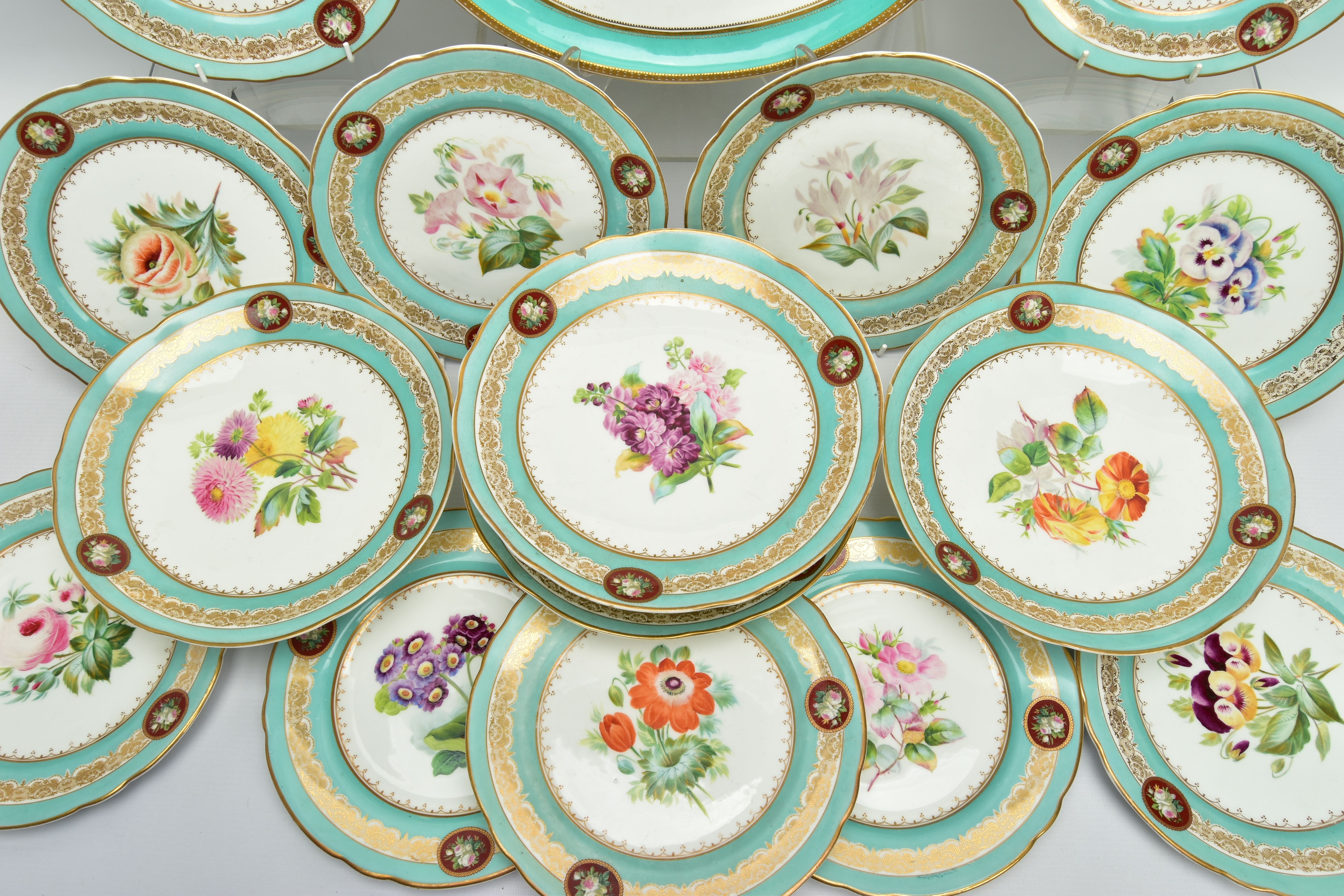 A VICTORIAN COALPORT TWIN HANDLED OVAL PLATTER AND A VICTORIAN PORCELAIN PART DESSERT SERVICE, the - Image 2 of 18
