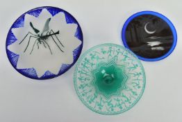 MARGARET BURKE (BRITISH CONTEMPORARY) THREE PIECES OF ETCHED GLASS, comprising a shallow bowl etched