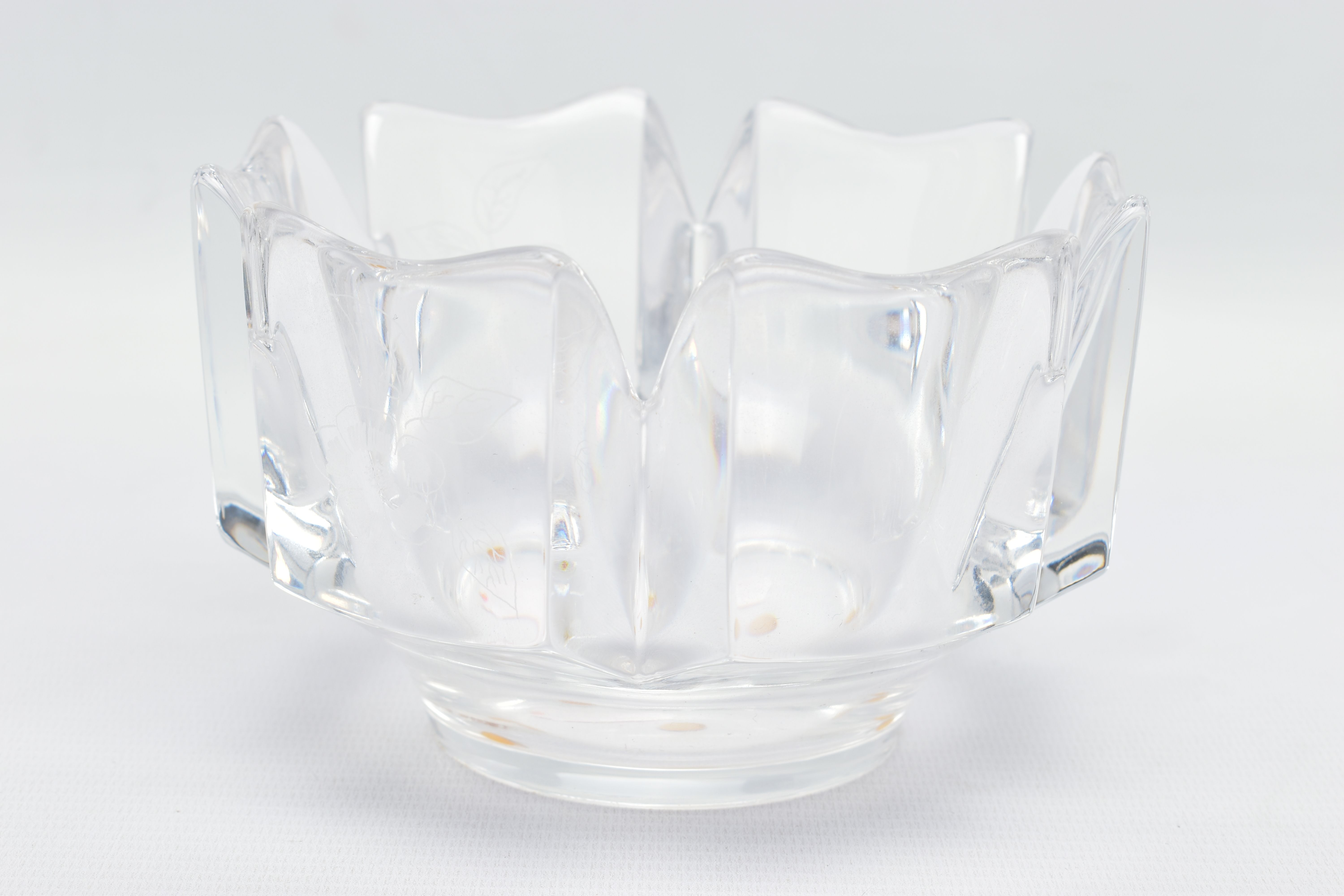THREE PIECES OF ORREFORS GLASS, comprising a Corona bowl, the castellated panels are alternately - Image 10 of 14
