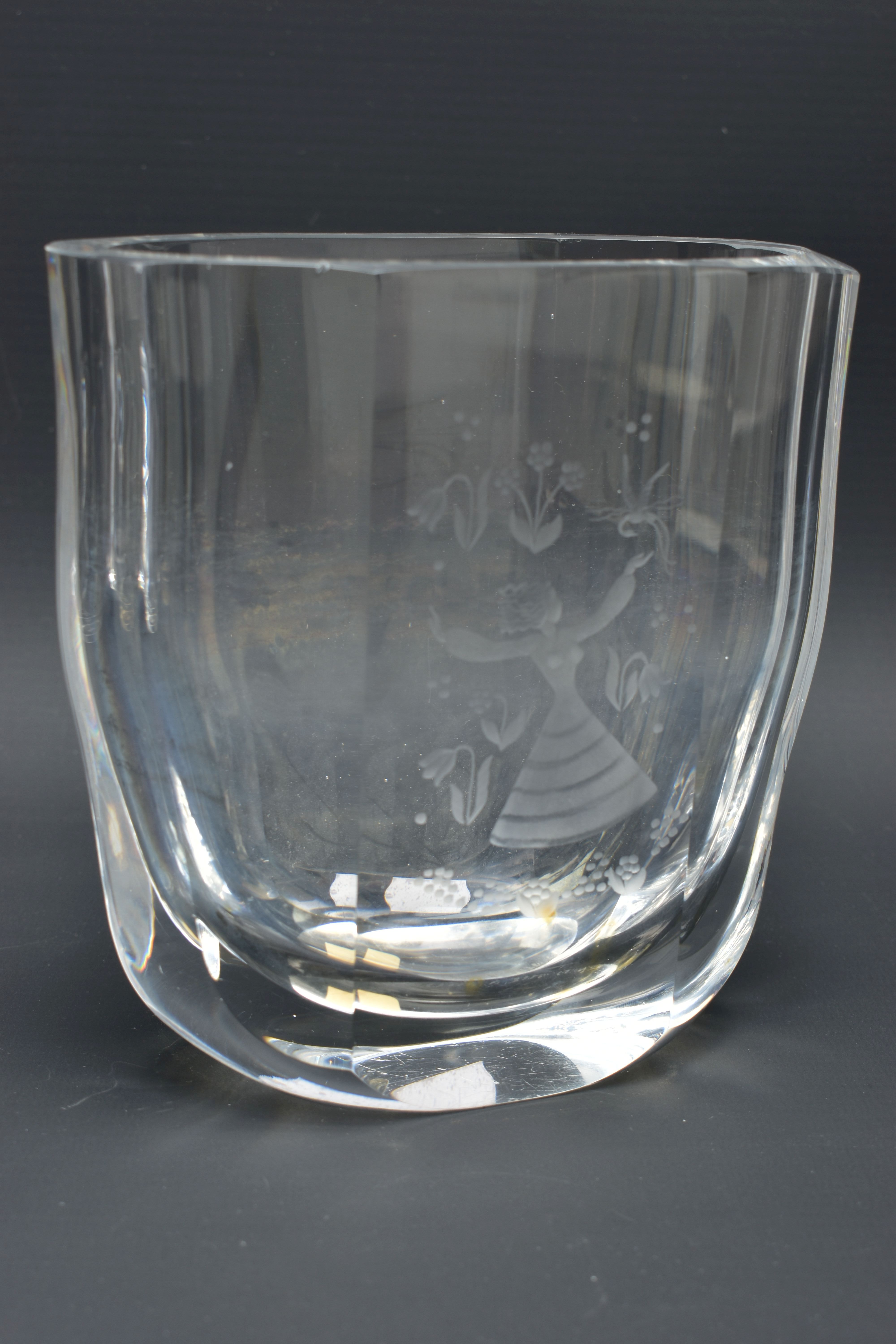 THREE PIECES OF ORREFORS GLASS, comprising a Corona bowl, the castellated panels are alternately - Image 6 of 14