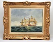 D MACLEOD (CONTEMPORARY), A MARITIME BATTLE BETWEEN TWO BRITISH AND FRENCH SQUARE RIGGED SHIPS,