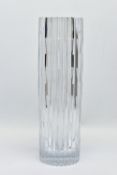 VLADIMIR ZAHOUR FOR PODEBRADY GLASS WORKS, a swollen cylindrical case with slice cut design to the