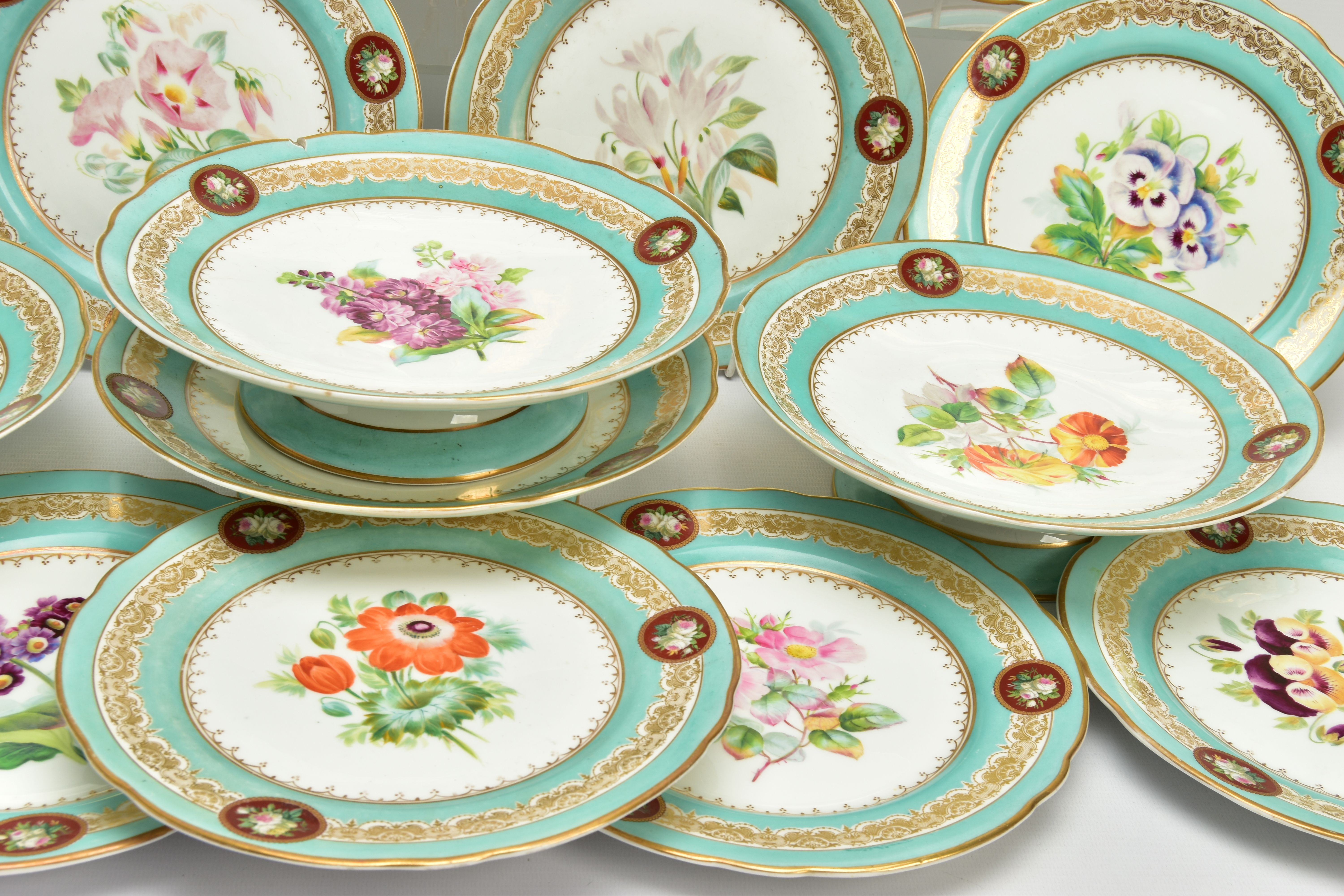 A VICTORIAN COALPORT TWIN HANDLED OVAL PLATTER AND A VICTORIAN PORCELAIN PART DESSERT SERVICE, the - Image 7 of 18