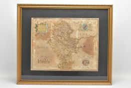 STAFFORDSHIRE, CHRISTOPHER SAXTON MAP CIRCA 1577, hand coloured and trimmed, edges visible inside