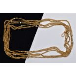 A MID 19TH CENTURY FRENCH 18CT YELLOW GOLD SEED PEARL LONGUARD CHAIN, designed as a fine double link