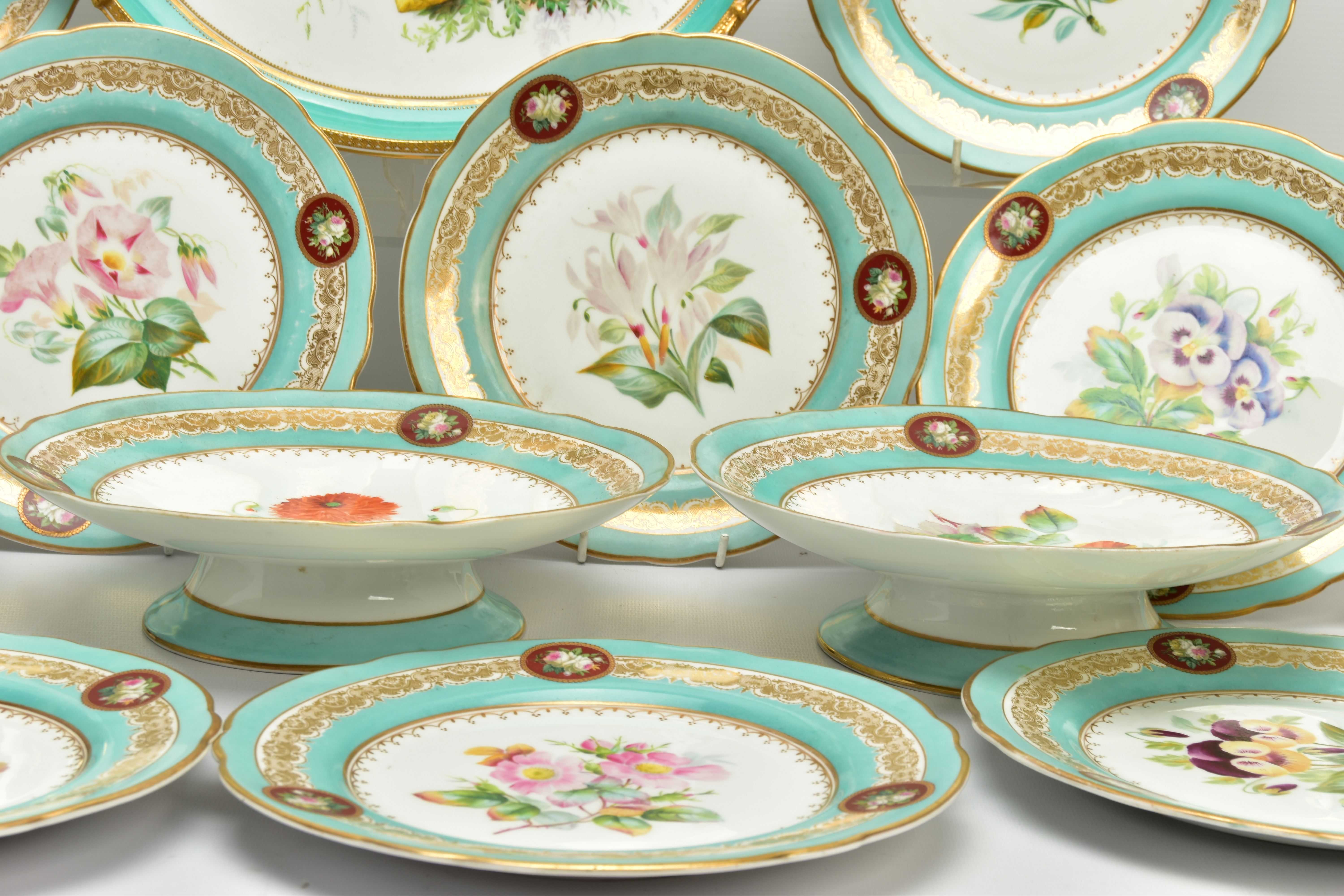 A VICTORIAN COALPORT TWIN HANDLED OVAL PLATTER AND A VICTORIAN PORCELAIN PART DESSERT SERVICE, the - Image 11 of 18