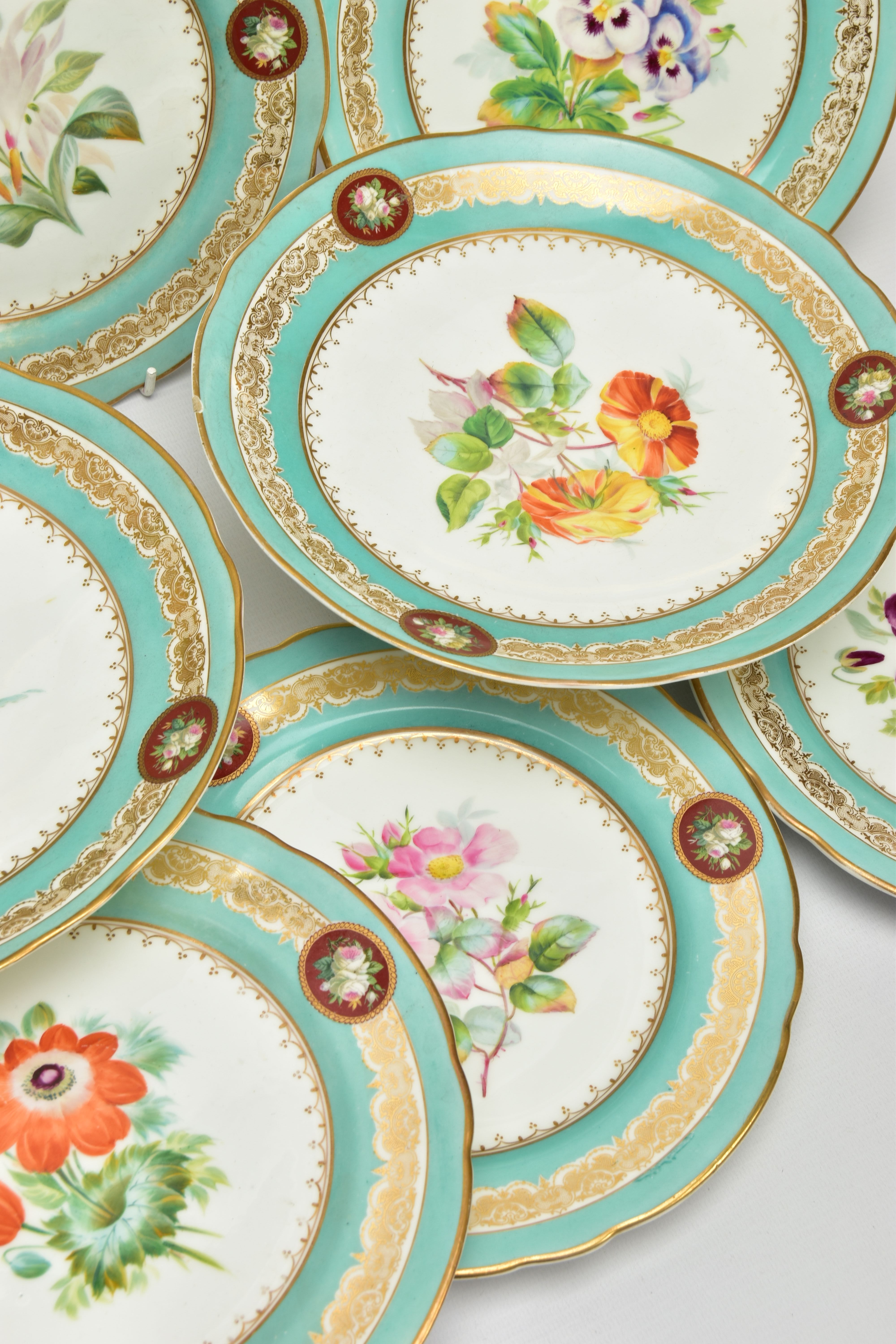 A VICTORIAN COALPORT TWIN HANDLED OVAL PLATTER AND A VICTORIAN PORCELAIN PART DESSERT SERVICE, the - Image 9 of 18