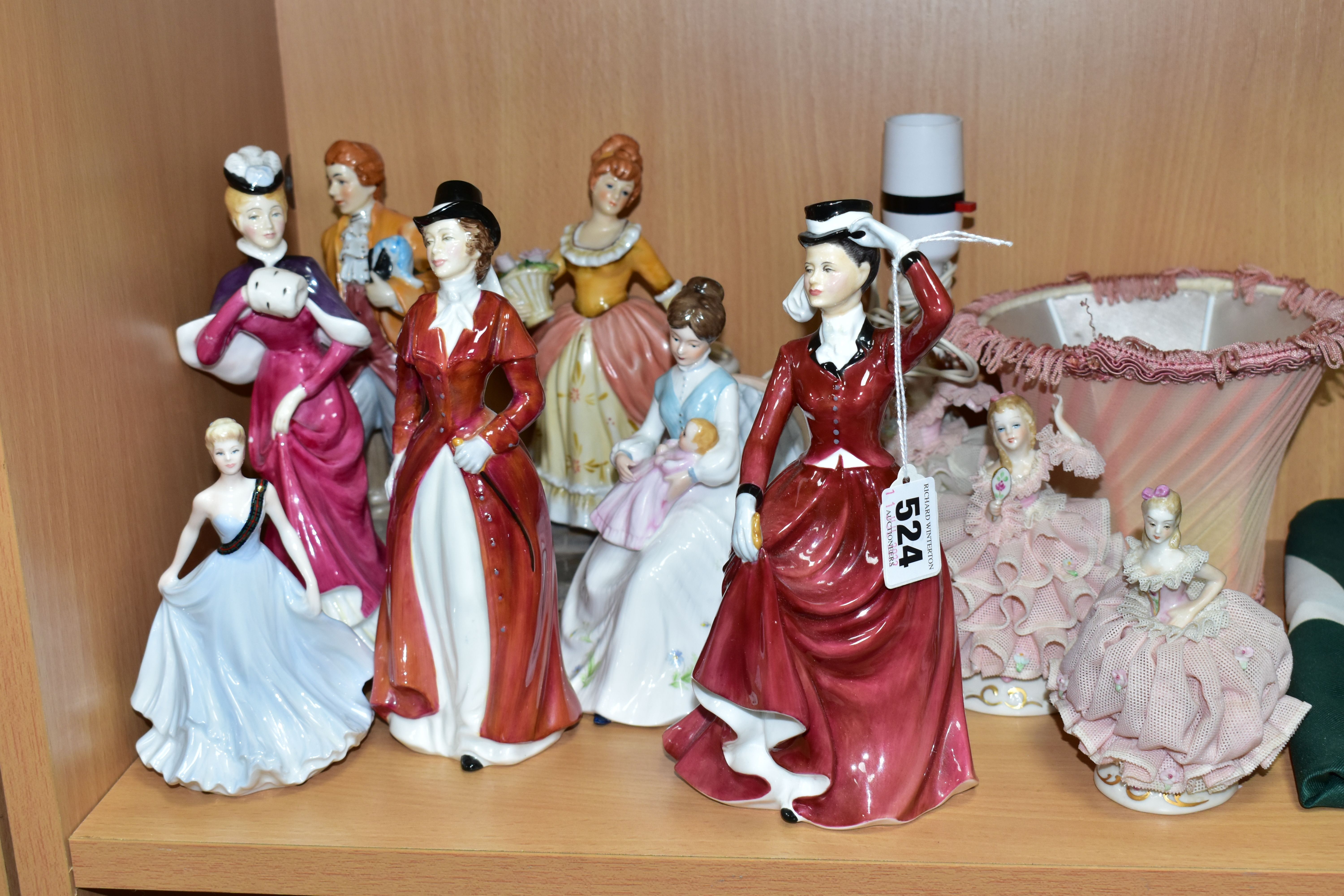 TEN ASSORTED CERAMIC LADY FIGURES, including three Francesca Art China ladies, 'Lavinia', '