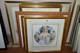 SEVEN FRAMED GORDON KING PRINTS, comprising four signed limited editions 'The Rose' and 'The Love