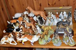 A COLLECTION OF THIRTY SEVEN CERAMIC DOGS AND CATS, to include twelve boxed Bondware dogs, breeds to