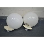 A PAIR OF PERSPEX SPHERE CELIING LIGHTS