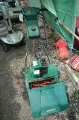 A QUALCAST SUFFOLK PUNCH 35S PETROL CYLINDER LAWNMOWER (condition:-engine turns)