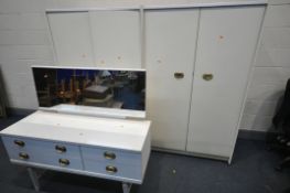 TWO WHITE AUSTINSUTE DOUBLE DOOR WARDROBES, width 105cm x depth 60cm x height 172cm, along with a