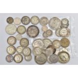 A PARCEL OF COINS, containing silver content .925 and .500 to include a chichester 1935 medal with