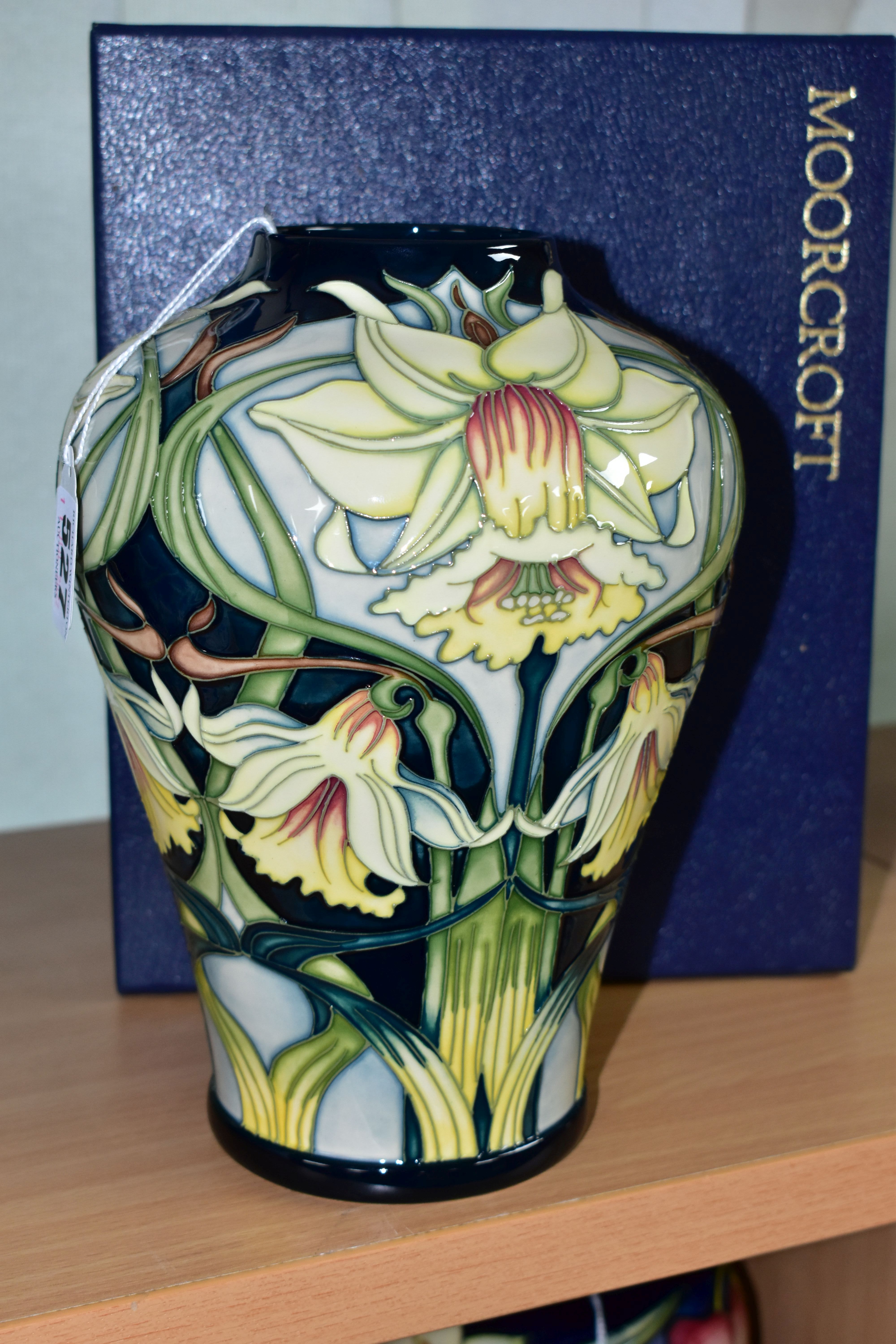 A BOXED MOORCROFT POTTERY 'WORDSWORTH' PATTERN LIMITED EDITION BALUSTER VASE BY RACHEL BISHOP, no. - Image 2 of 4