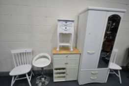 AN ALSTONS FURNITURE DOUBLE DOOR WARDROBE, with two drawers, a kitchen cabinet with a single drawer,