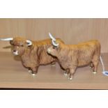 BESWICK HIGHLAND CATTLE, comprising Highland Bull No 2008, and Highland Cow No 1740, gloss finish,