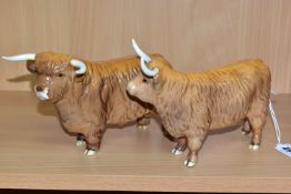 BESWICK HIGHLAND CATTLE, comprising Highland Bull No 2008, and Highland Cow No 1740, gloss finish,