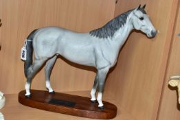 A BESWICK CONNOISSEUR LARGE 'HUNTER' IN MATT GREY, model no.1734, mounted on a wooden plinth bearing