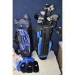 GOLF CLUBS AND ACCESSORIES to include a HBS golf bag containing a full set of deity clubs, two