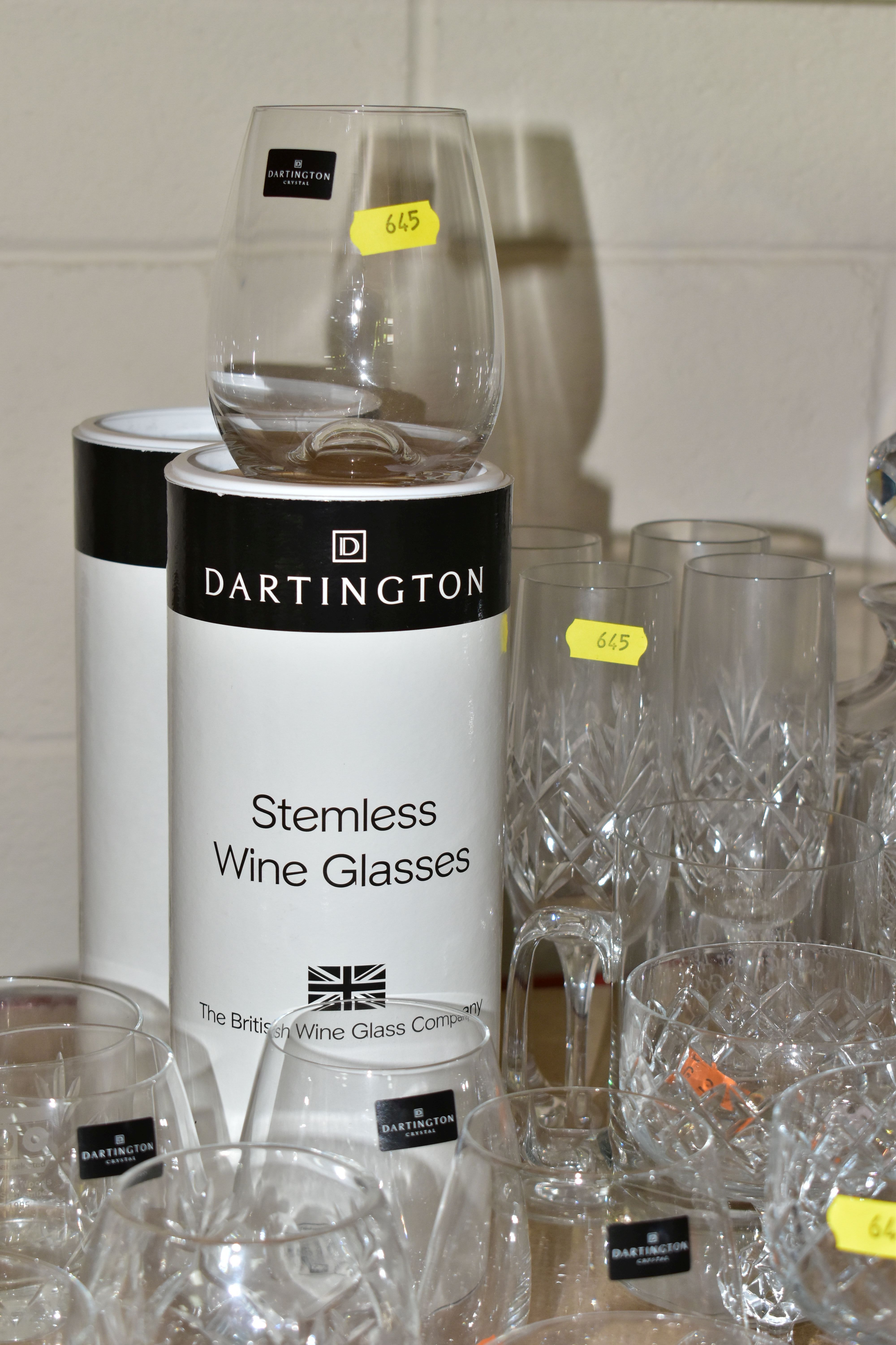 A QUANTITY OF CRYSTAL DRINKING WARE, to include four boxed Dartington crystal stemless drinking - Image 2 of 6