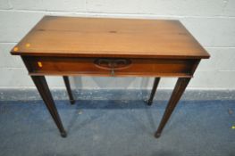 A JAYCEE WALNUT METAMORPHIC SIDE TABLE/WRITING DESK, with fitted interior, tanned and tooled leather