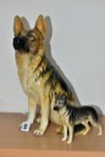 TWO BESWICK ALSATIAN FIGURES, comprising Alsatian Ulrica of Brittas - Large 969, matt finish, height