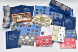 A BOX CONTAINING UK AND WORLD COINS, to include several Whitman coin folders Some containing