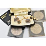 COMMMEMORATIVE COINS AND OTHER ITEMS, to include four commemorative coins three in plastic cases one