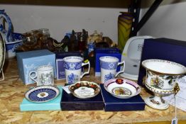 A BOX AND LOOSE CERAMICS, GLASS, METALWARES AND SUNDRY ITEMS, to include a boxed Royal Worcester