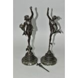 AFTER JEAN DE BOLOGNE AND FULCONIS, a pair of bronze figures of Mercury and Ariadne, both signed