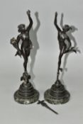 AFTER JEAN DE BOLOGNE AND FULCONIS, a pair of bronze figures of Mercury and Ariadne, both signed